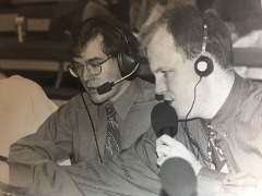 As a student at Pacific University, Blake Timm teamed up with Rich Burk (now one of the voices on the Pac-12 Network) to broadcast Boxer basketball games.